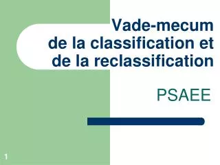vade mecum de la classification et de la reclassification