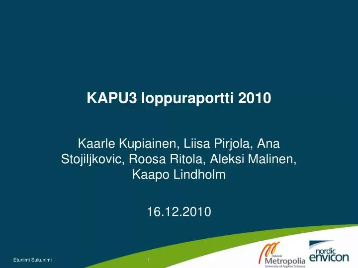 kapu3 loppuraportti 2010