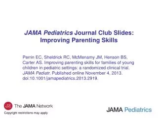 JAMA Pediatrics Journal Club Slides: Improving Parenting Skills