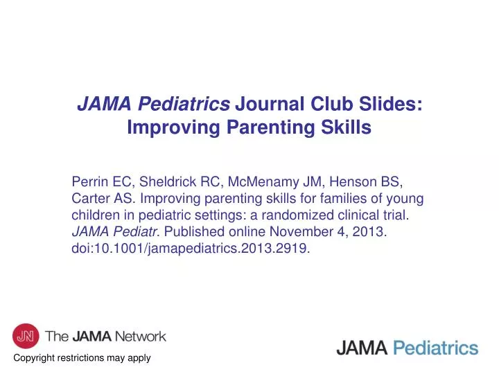 jama pediatrics journal club slides improving parenting skills