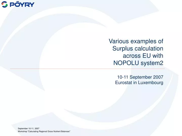 various examples of surplus calculation across eu with nopolu system2