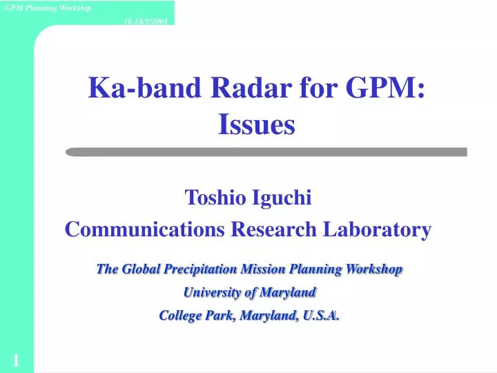ka band radar for gpm issues