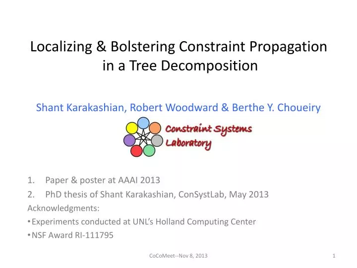 localizing bolstering constraint propagation in a tree decomposition