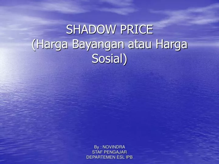 shadow price harga bayangan atau harga sosial