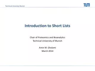 Introduction to Short Lists