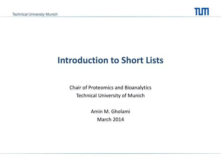 introduction to short lists
