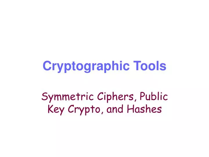 cryptographic tools