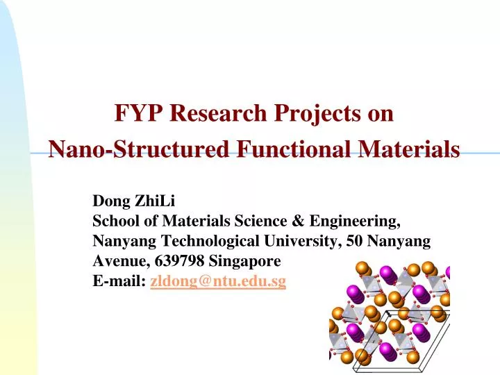 fyp research projects on nano structured functional materials