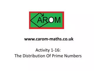Activity 1-16: The Distribution Of Prime Numbers