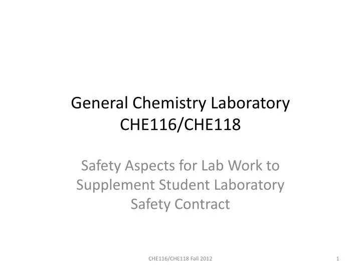 general chemistry laboratory che116 che118