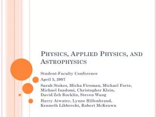 Physics, Applied Physics, and Astrophysics