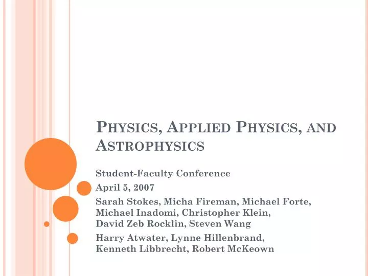 physics applied physics and astrophysics