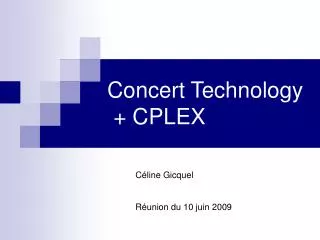 Concert Technology + CPLEX