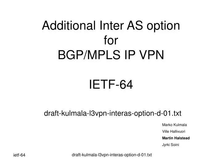additional inter as option for bgp mpls ip vpn ietf 64