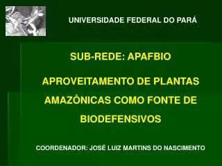 SUB-REDE: APAFBIO APROVEITAMENTO DE PLANTAS AMAZÔNICAS COMO FONTE DE BIODEFENSIVOS