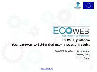 ECOWEB platform Your gateway to EU-funded eco-innovation results