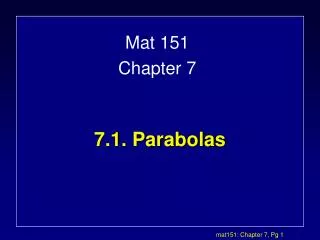 7.1. Parabolas