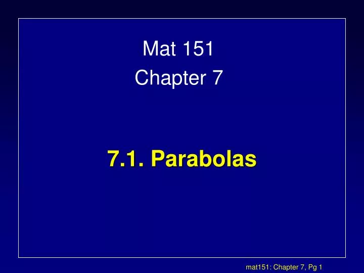 7 1 parabolas