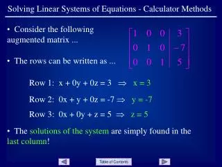 Solving Linear Systems of Equations - Calculator Methods