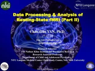Data Processing &amp; Analysis of Resting-State fMRI ( Part II)
