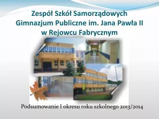 Zespół Szkół Samorządowych Gimnazjum Publiczne im. Jana Pawła II w Rejowcu Fabrycznym