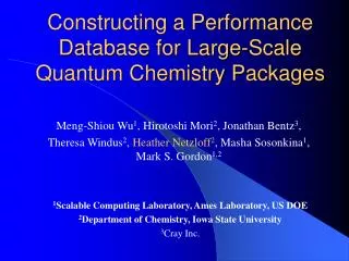 Constructing a Performance Database for Large-Scale Quantum Chemistry Packages