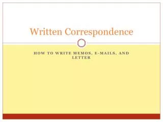 Written Correspondence