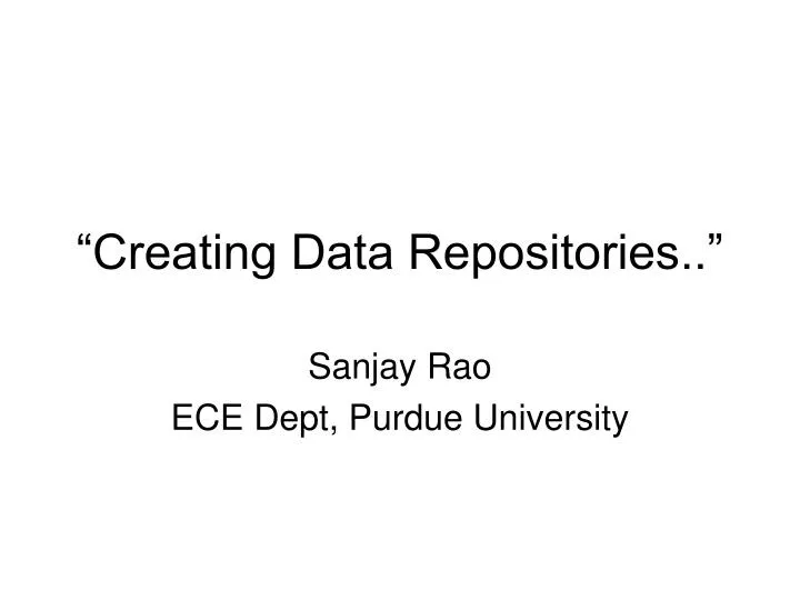 creating data repositories