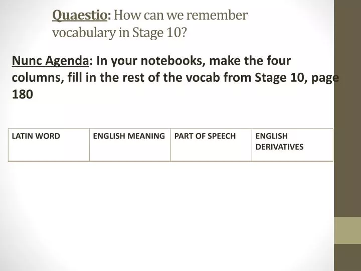 quaestio how can we remember vocabulary in stage 10