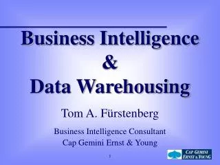 Business Intelligence &amp; Data Warehousing