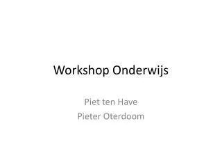 workshop onderwijs
