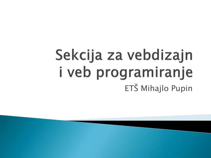 sekcija za vebdizajn i veb programiranje