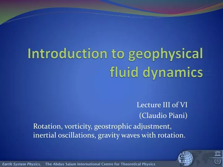 introduction to geophysical fluid dynamics