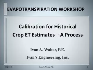 Evapotranspiration Workshop