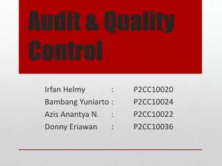 audit quality control