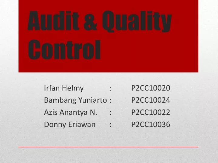 audit quality control