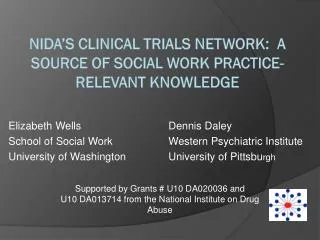 NIDA’s clinical trials network: a source of social work practice-relevant knowledge