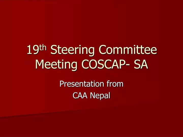 19 th steering committee meeting coscap sa