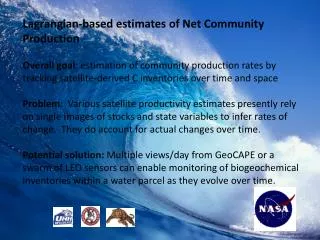 Lagrangian-based estimates of Net Community Production