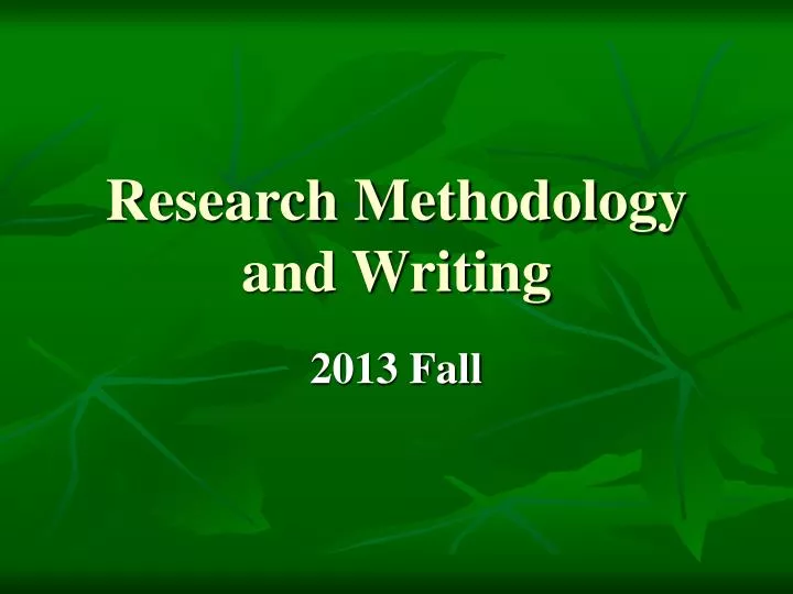 research methodology and writing