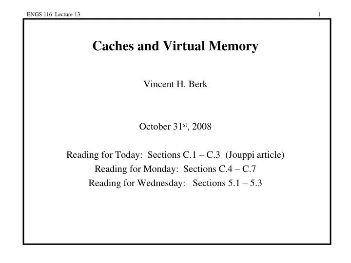 caches and virtual memory