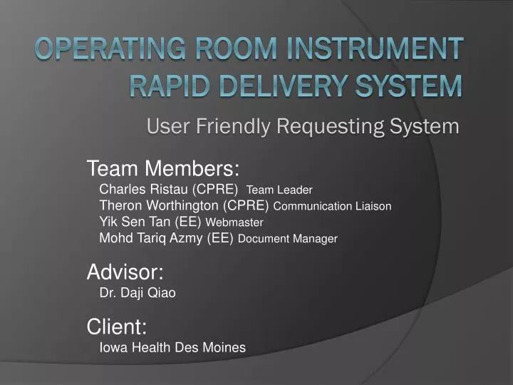 operating room instrument rapid delivery system