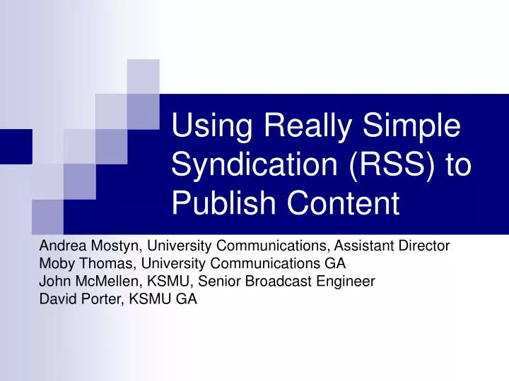 using really simple syndication rss to publish content