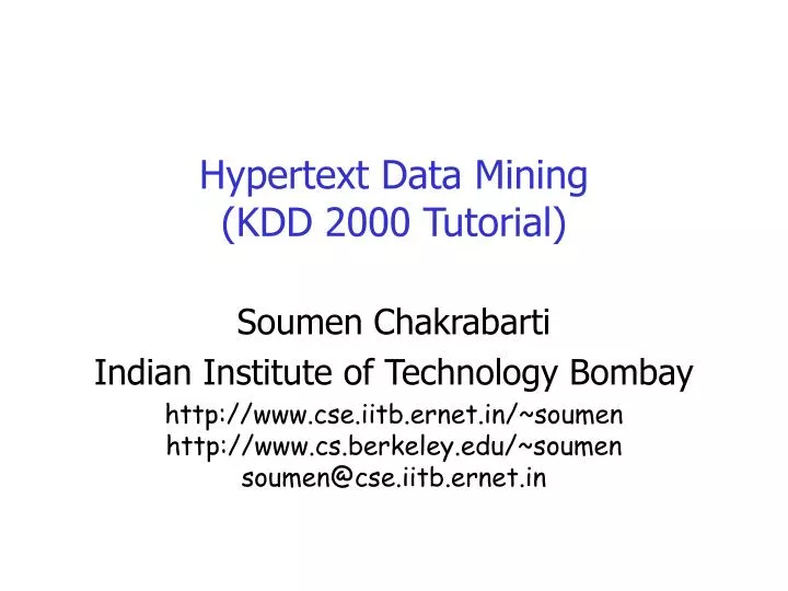 hypertext data mining kdd 2000 tutorial