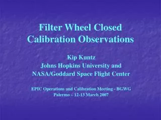 Filter Wheel Closed Calibration Observations