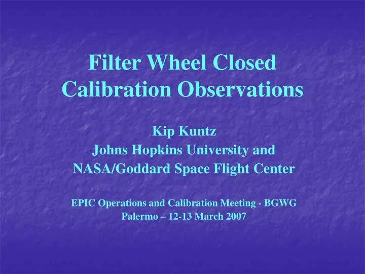 filter wheel closed calibration observations