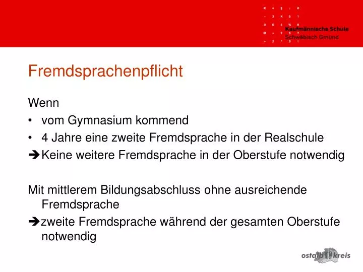 fremdsprachenpflicht