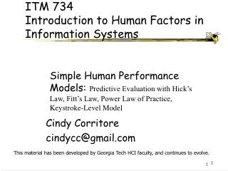 ITM 734 Introduction to Human Factors in Information Systems