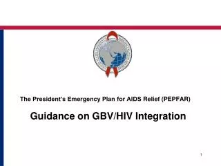 The President’s Emergency Plan for AIDS Relief (PEPFAR) Guidance on GBV/HIV Integration