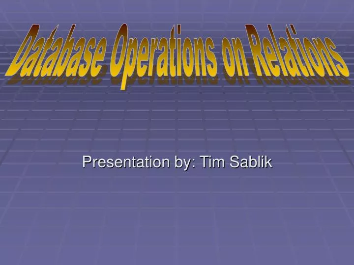 presentation by tim sablik
